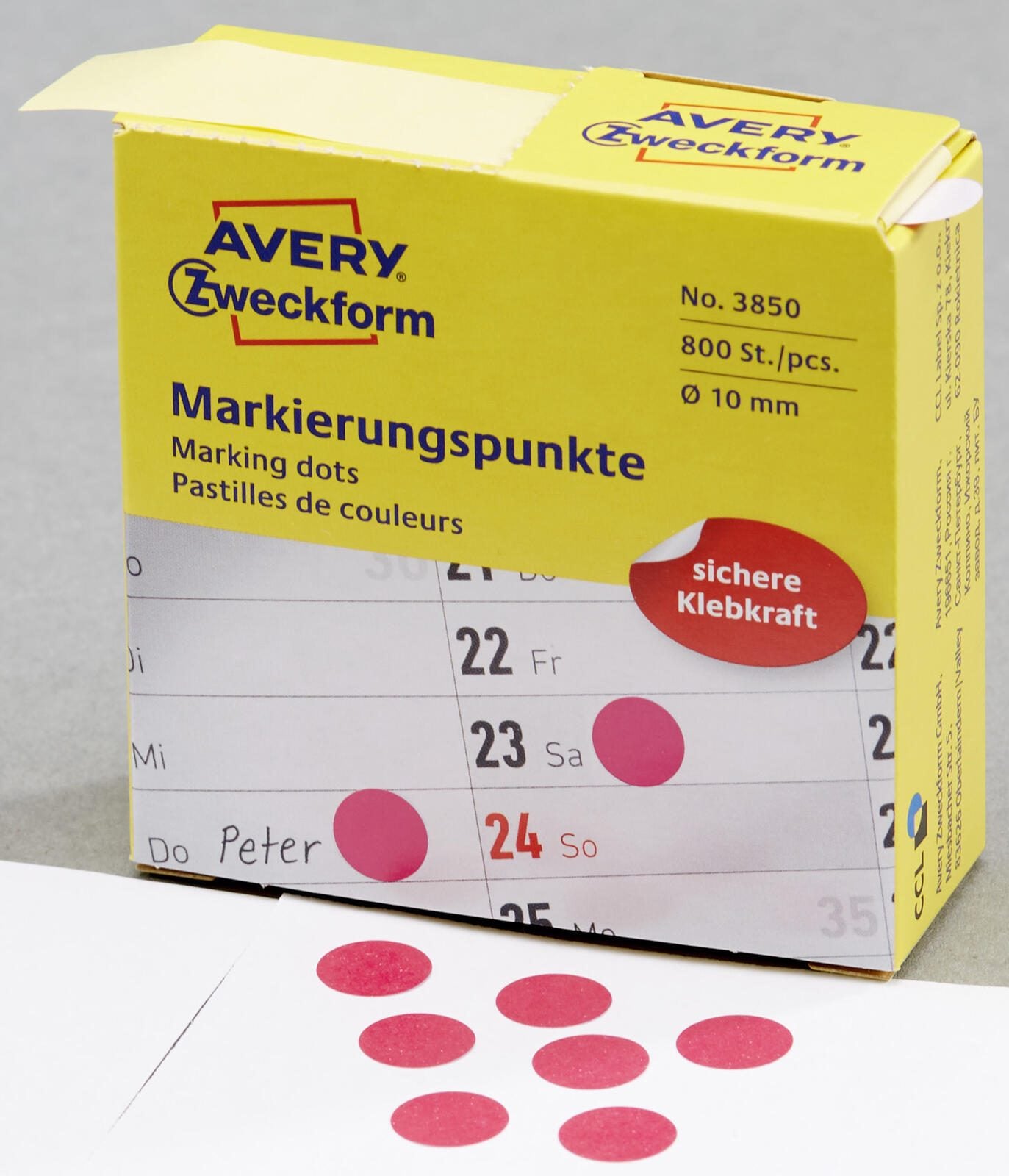 AVERY Zweckform Klebepunkte Ø 10,0 mm magenta