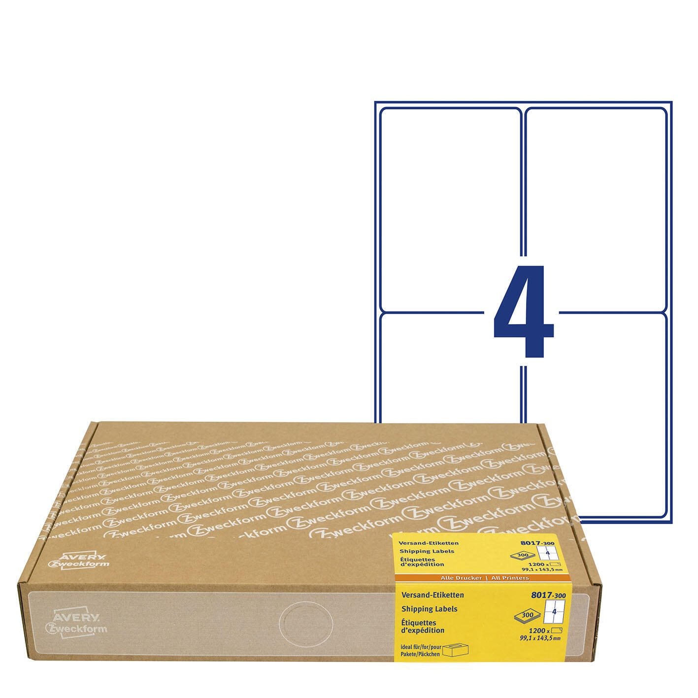 AVERY Zweckform Versandetiketten 8017-300 weiß 99,1 x 143,5 mm