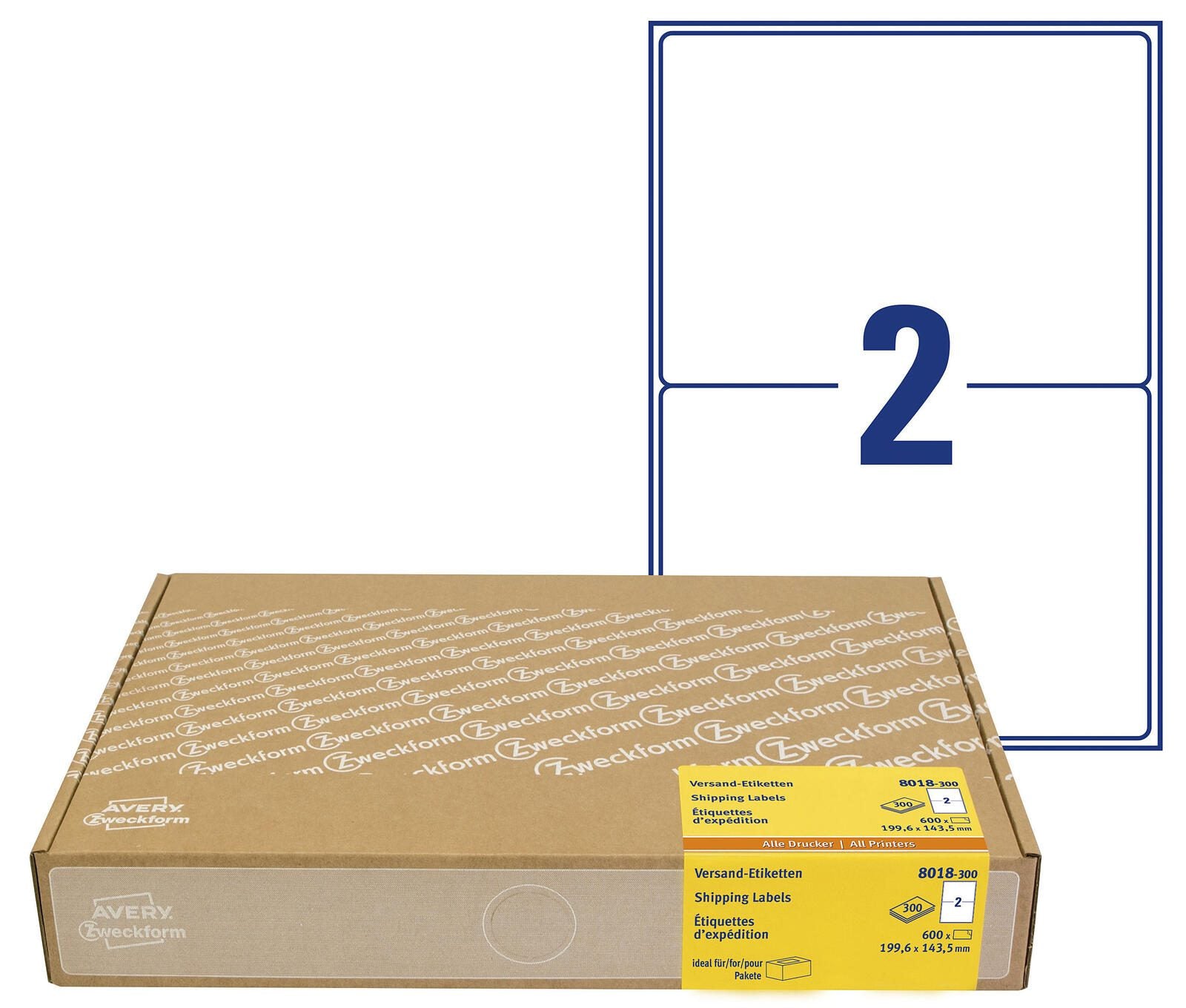 AVERY Zweckform Versandetiketten 8018-300 weiß 199,6 x 143,5 mm