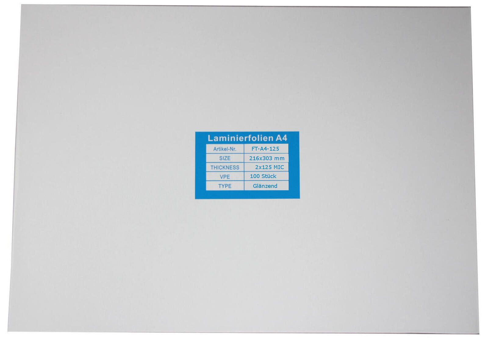 Laminierfolien glänzend 125 mikron A4