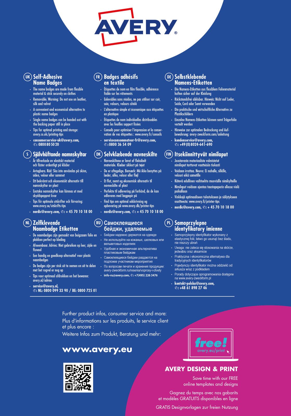 AVERY Zweckform Namensetiketten J4785-20 weiß 80,0 x 50,0 mm
