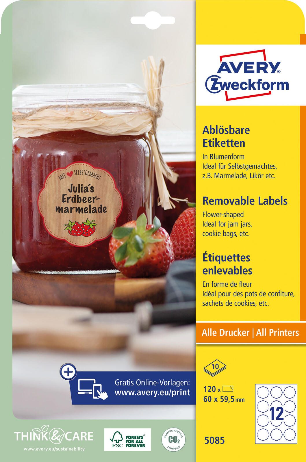 AVERY Zweckform Etiketten 5085 weiß 60,0 x 59,5 mm