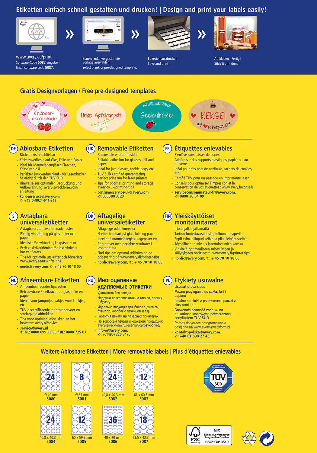 AVERY Zweckform Etiketten 5087 weiß 63,5 x 42,3 mm