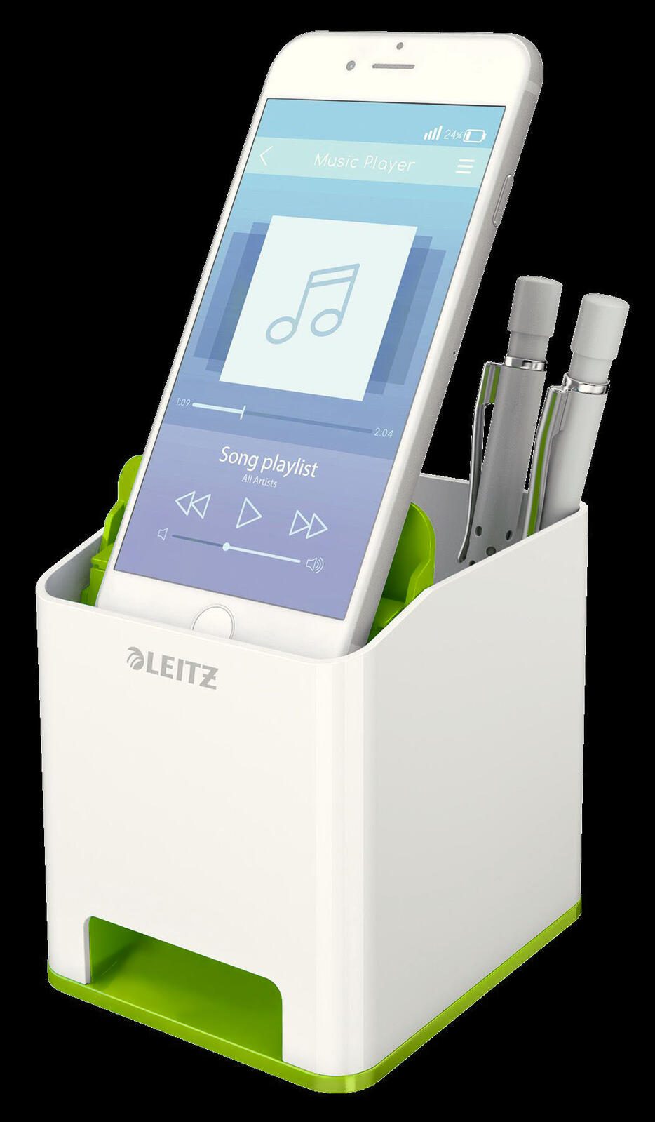 LEITZ WOW Duo Colour Stiftehalter 9,0 x 10,1 x 10,0 cm perlweiß/grün