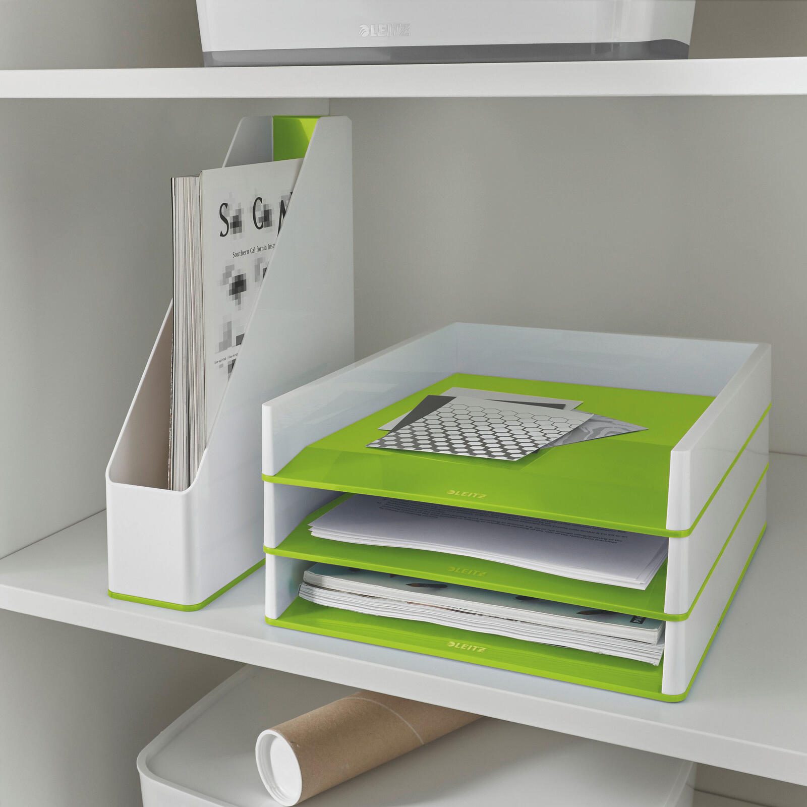 LEITZ Briefablage WOW Duo Colour DIN A4 perlweiß/grün