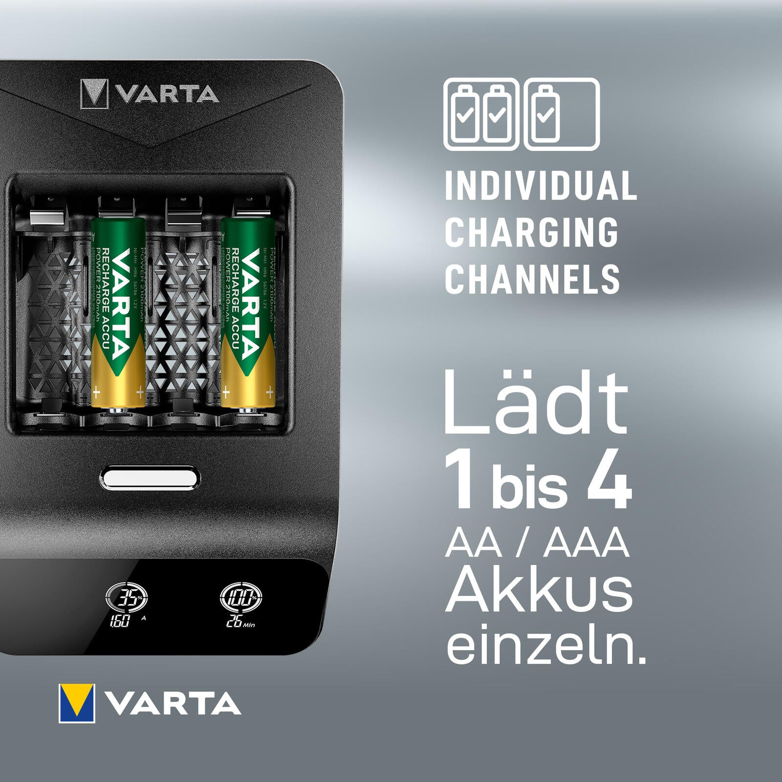 VARTA Akku-Schnellladegerät inkl. Akkus LCD ULTRA FAST CHARGER+
