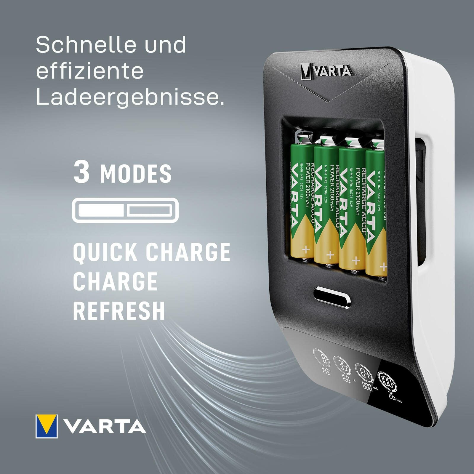 VARTA Akku-Schnellladegerät inkl. Akkus LCD ULTRA FAST CHARGER+