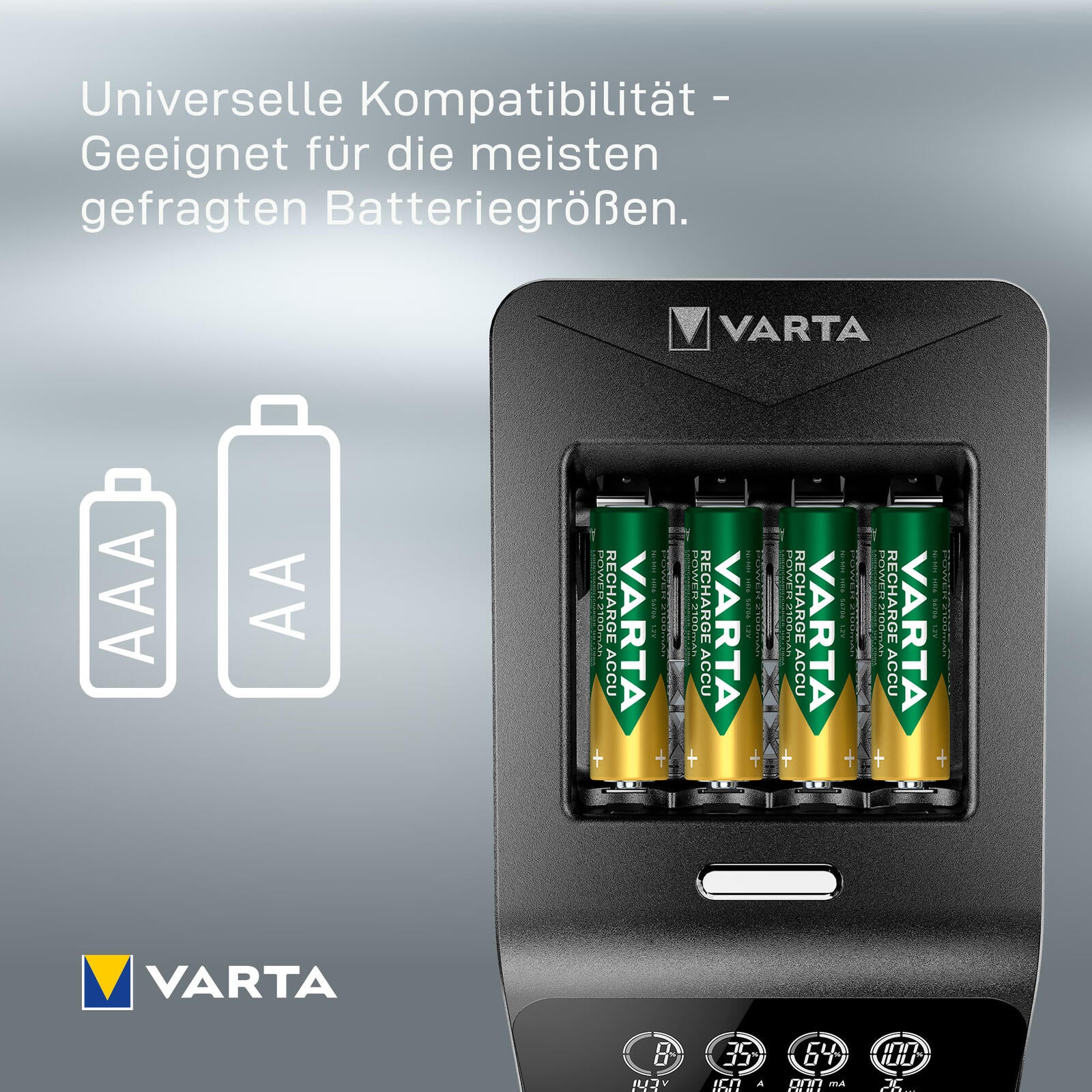 VARTA Akku-Schnellladegerät inkl. Akkus LCD ULTRA FAST CHARGER+