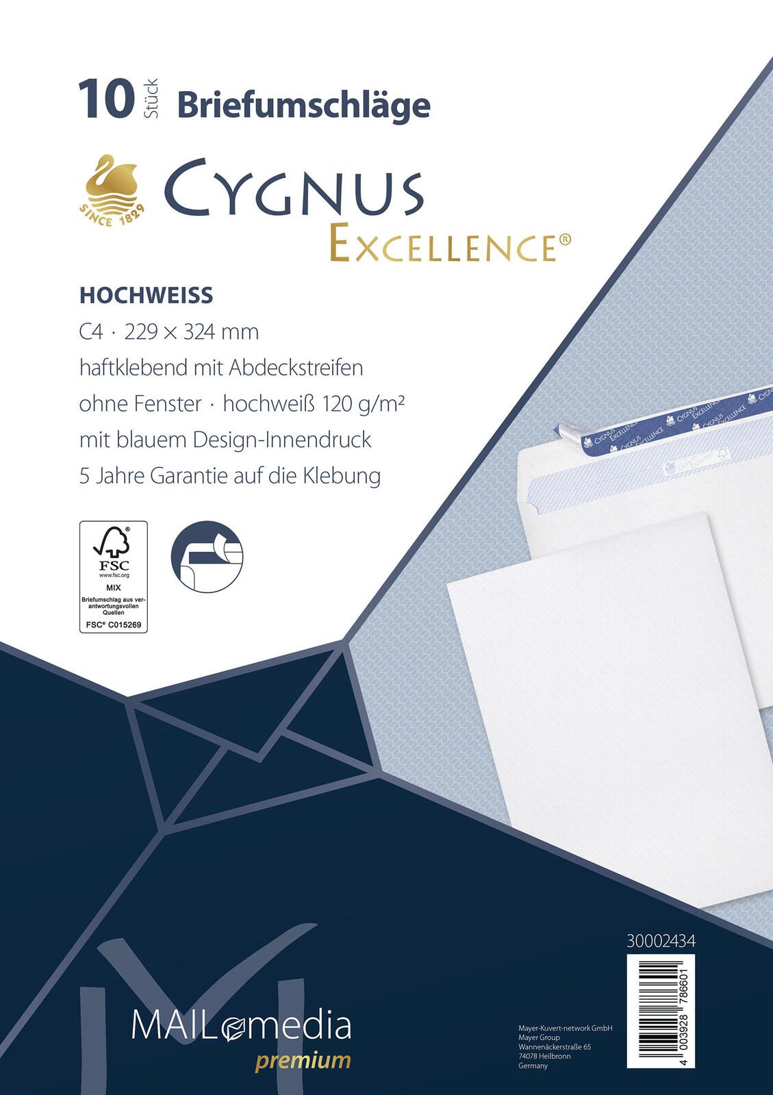 MAILmedia Cygnus Excellence® Versandtaschen DIN C4 hochweiß