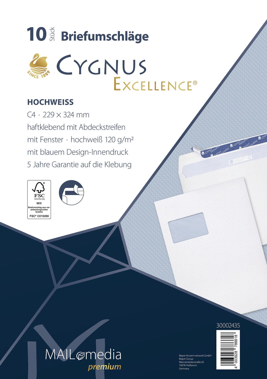MAILmedia Cygnus Excellence® Versandtaschen DIN C4 hochweiß