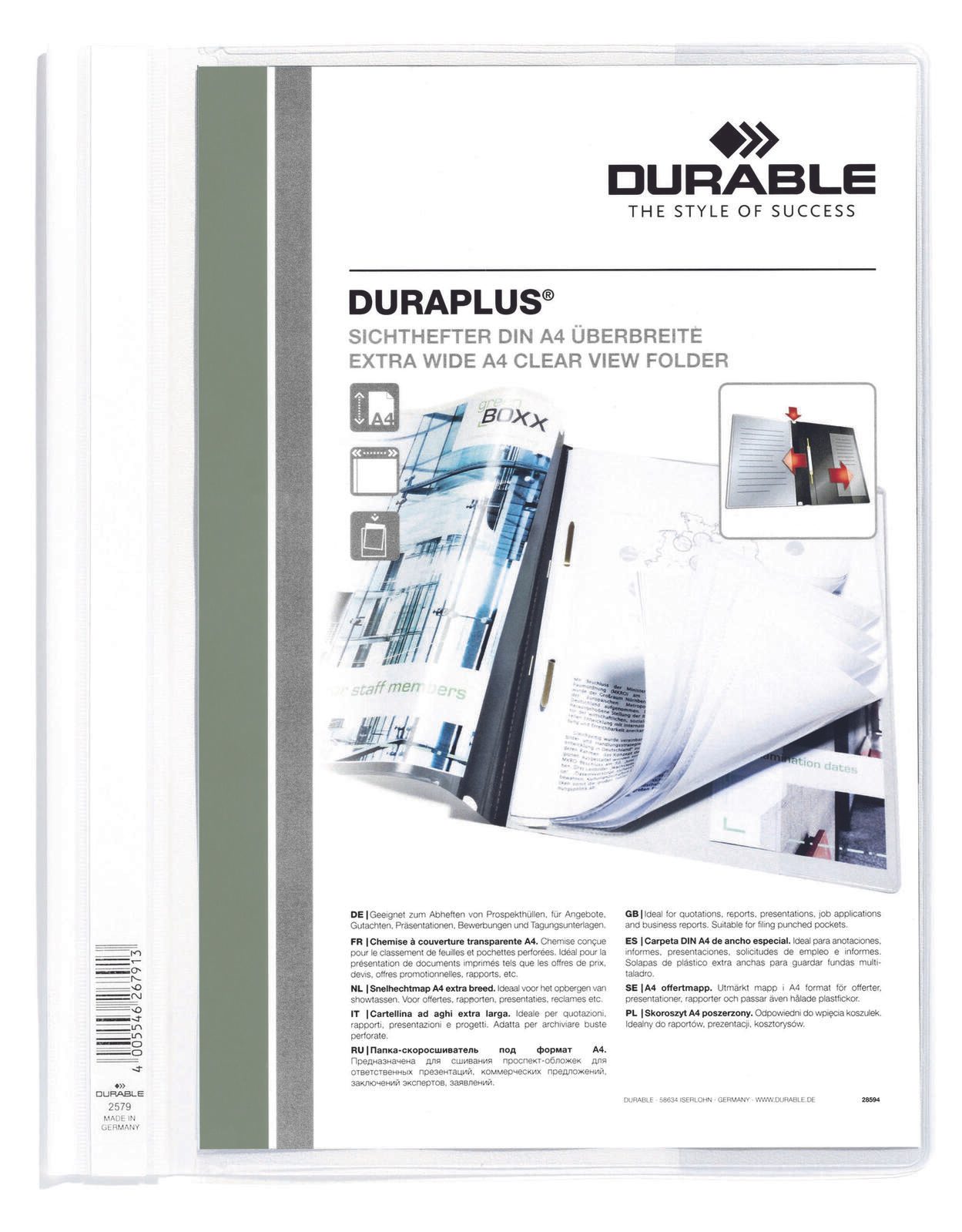 DURABLE Präsentationshefter für DIN A4 überbreit weiß
