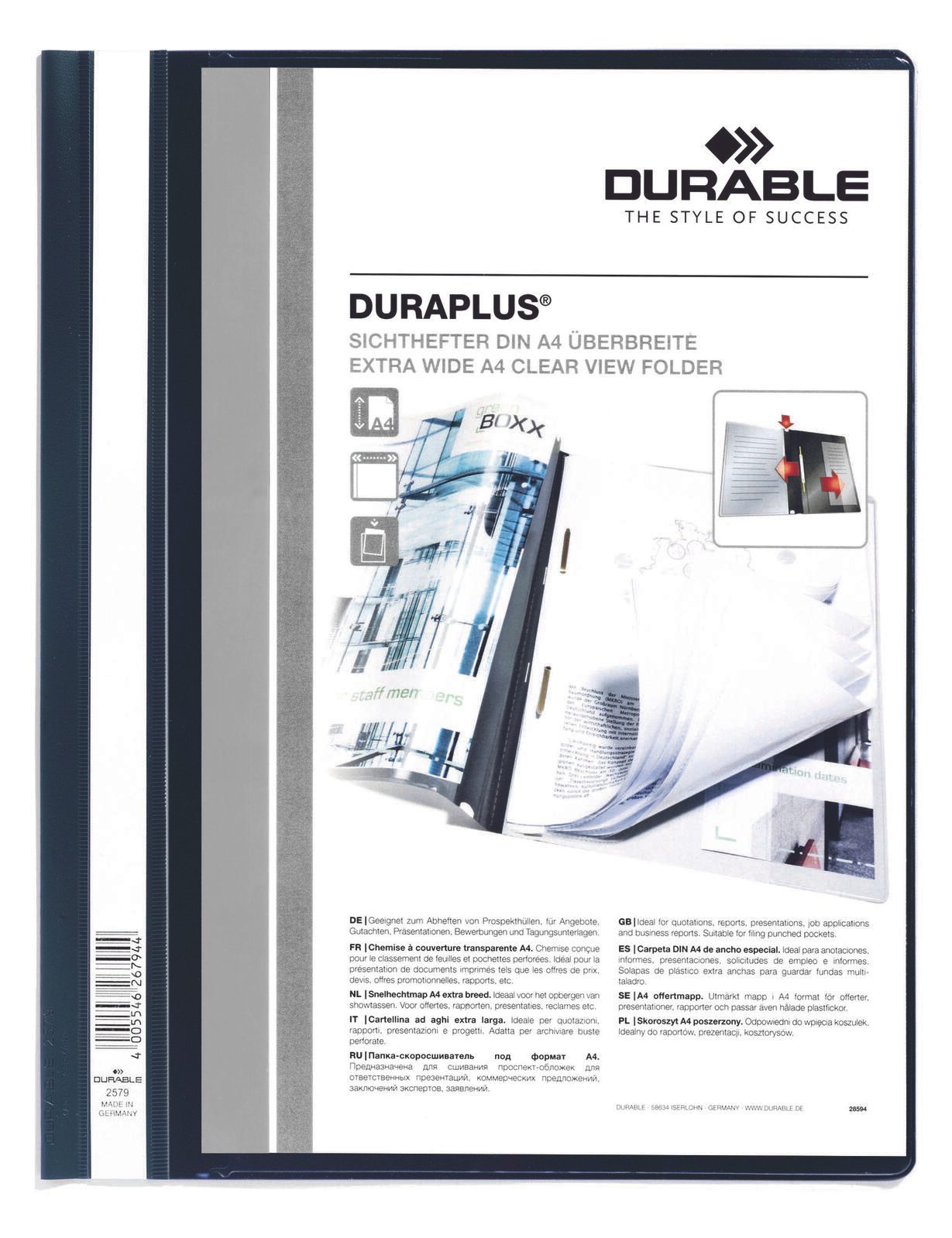 DURABLE Präsentationshefter DURAPLUS für DIN A4 überbreit schwarz