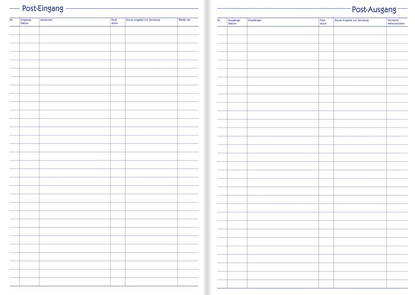 AVERY Zweckform Formularbuch Post-Eingang-/Ausgangsbuch DIN A4 50 Seiten