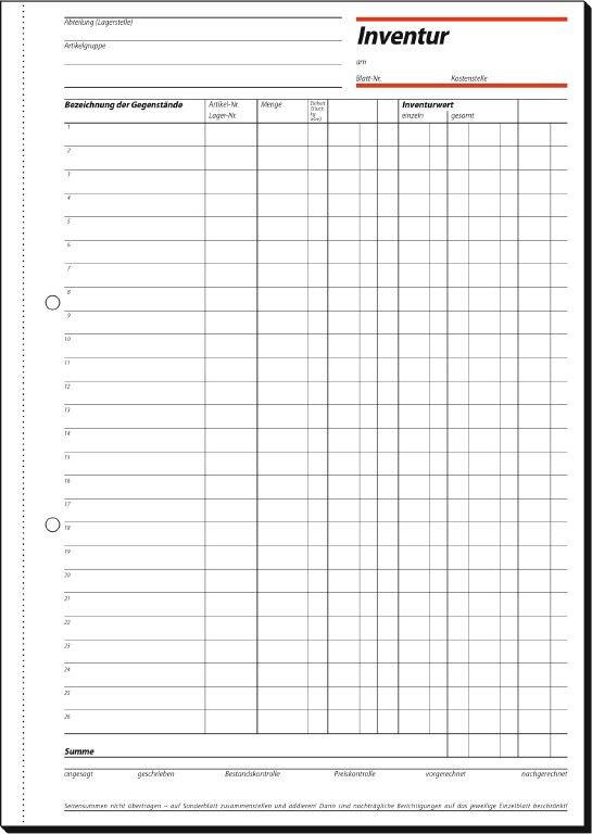 SIGEL Inventurbuch DIN A4 1x 50 Seiten