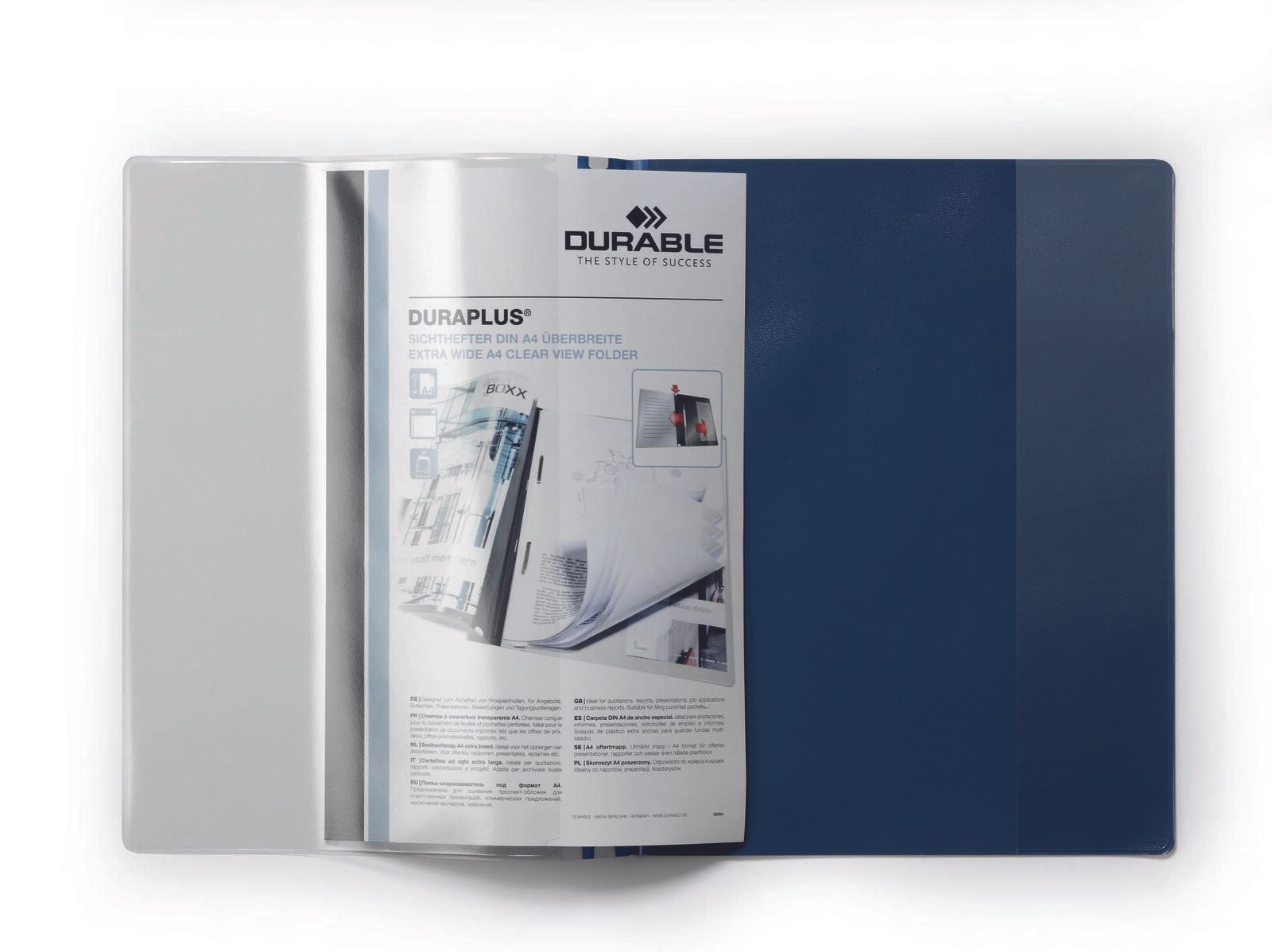 DURABLE Präsentationshefter DURAPLUS für DIN A4 überbreit dunkelblau