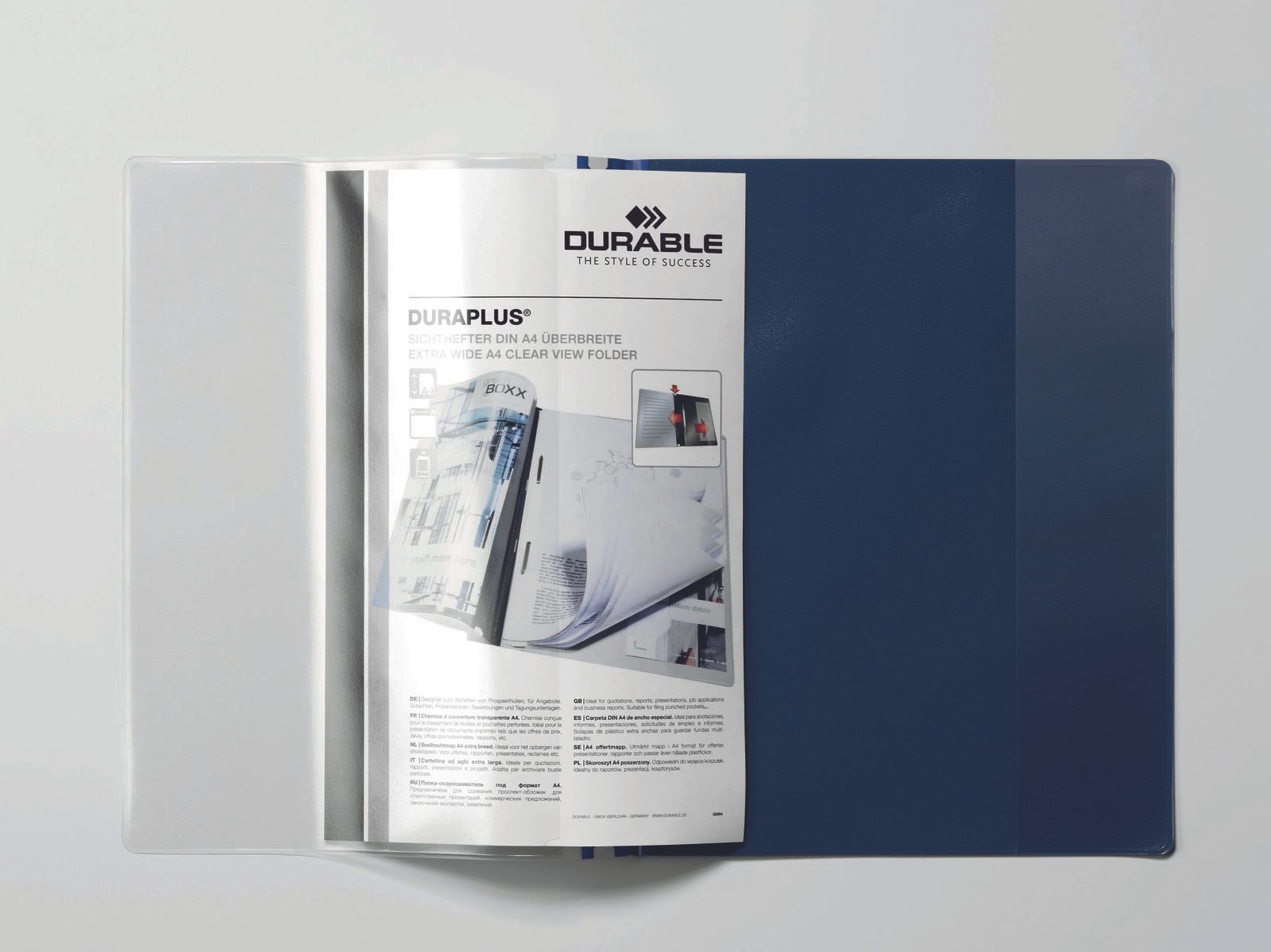 DURABLE Präsentationshefter DURAPLUS für DIN A4 überbreit dunkelblau