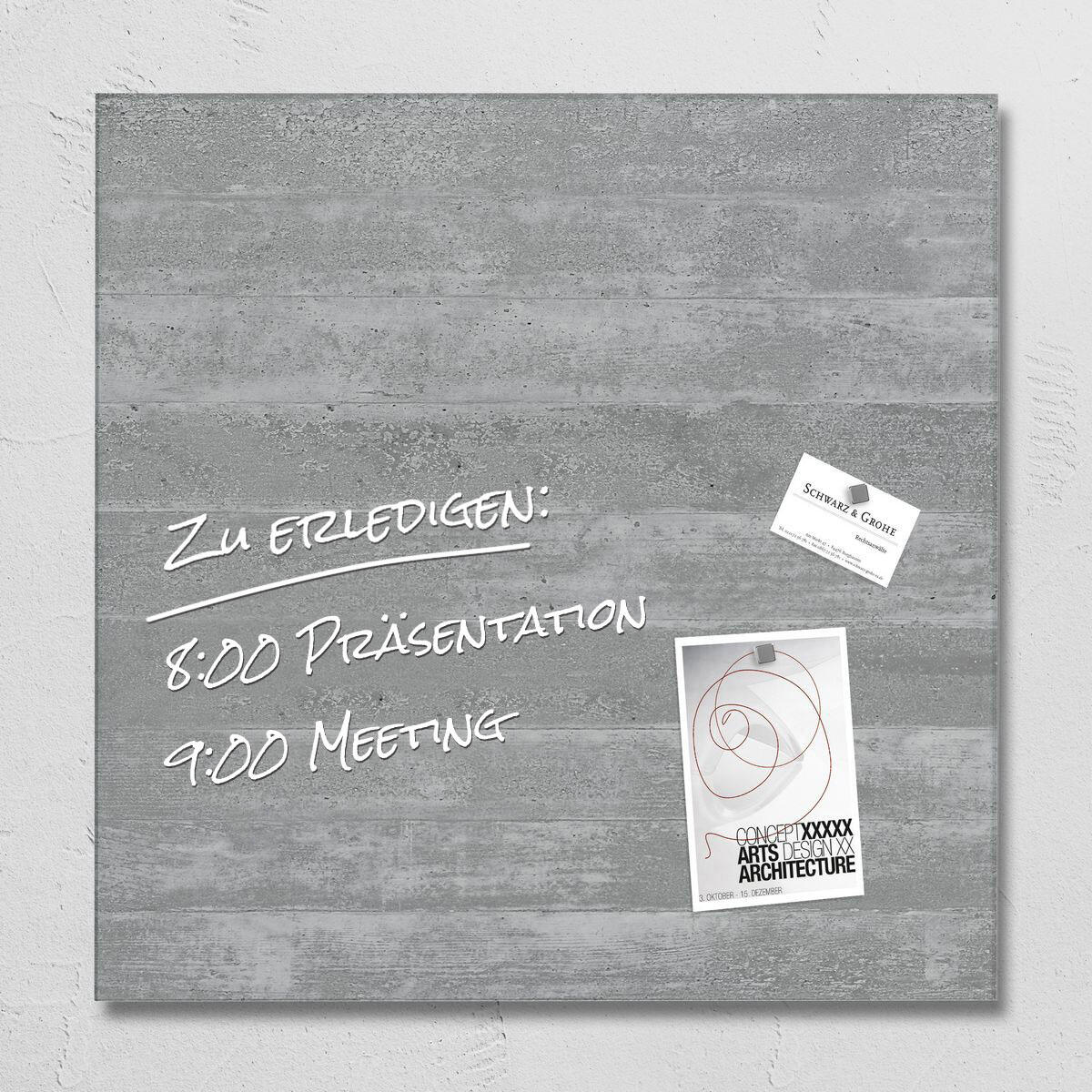 SIGEL Glas-Magnettafel artverum® 48,0 x 48,0 cm Design Sichtbeton
