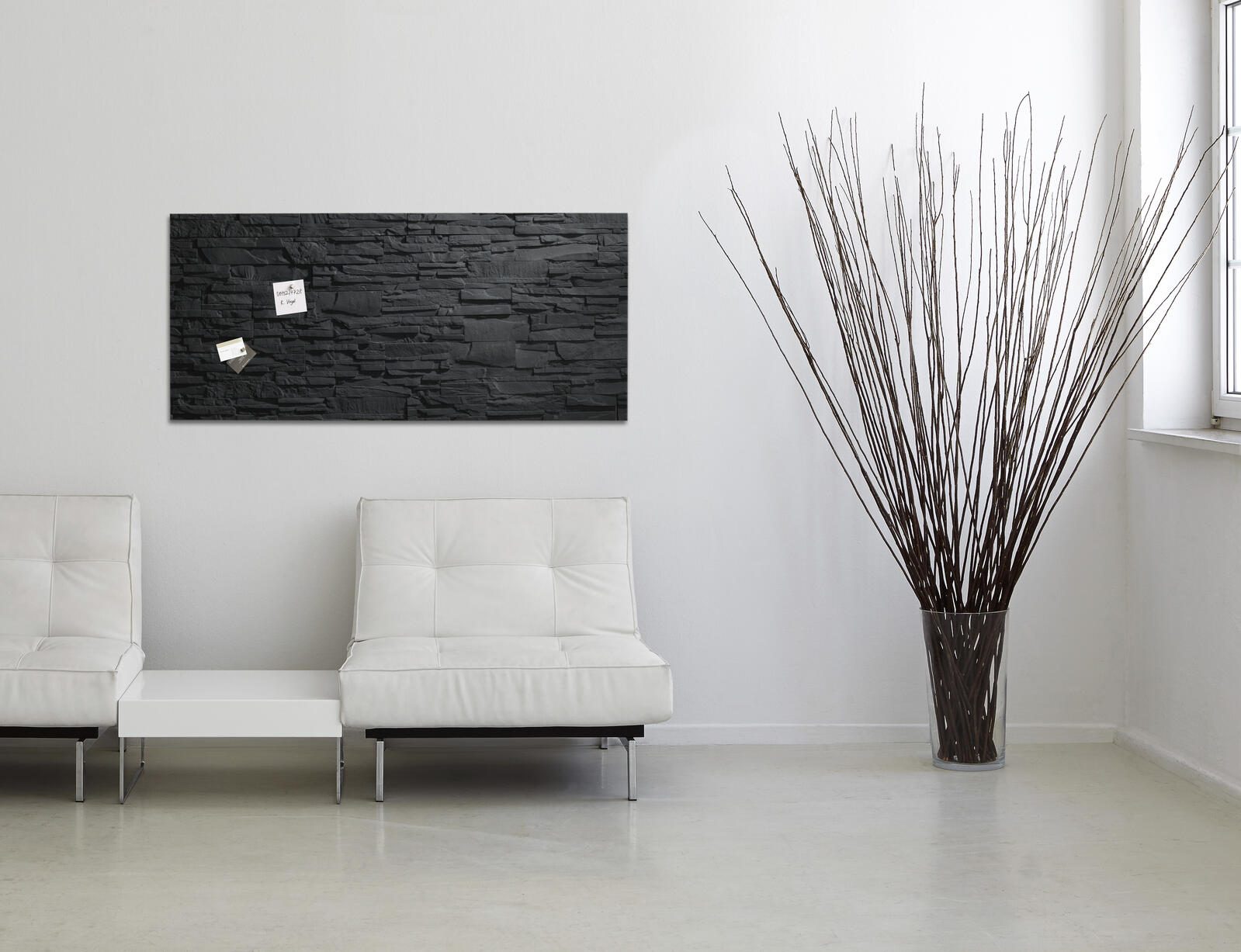 B-WARE SIGEL Glas-Magnettafel artverum® 91,0 x 46,0 cm Design Schiefer-Stone