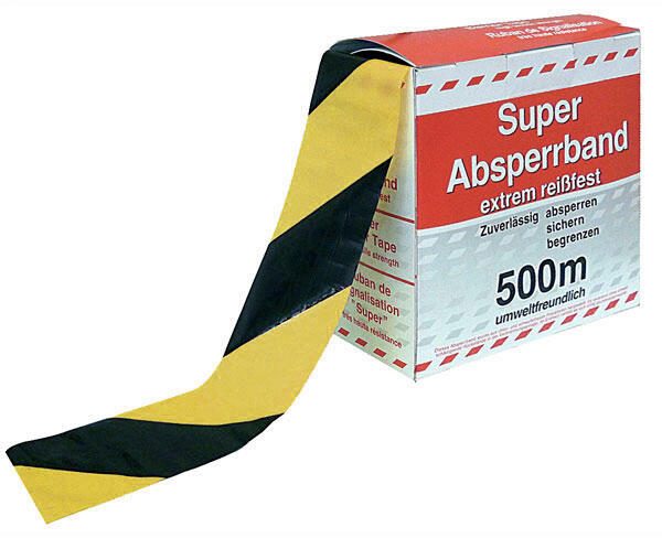 Absperrband 80 mm x 500 m gelb, schwarz