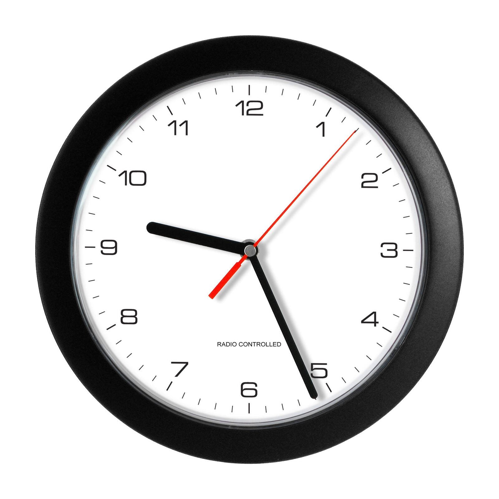 PEWETA Funkwanduhr Design Ø 25 cm schwarz