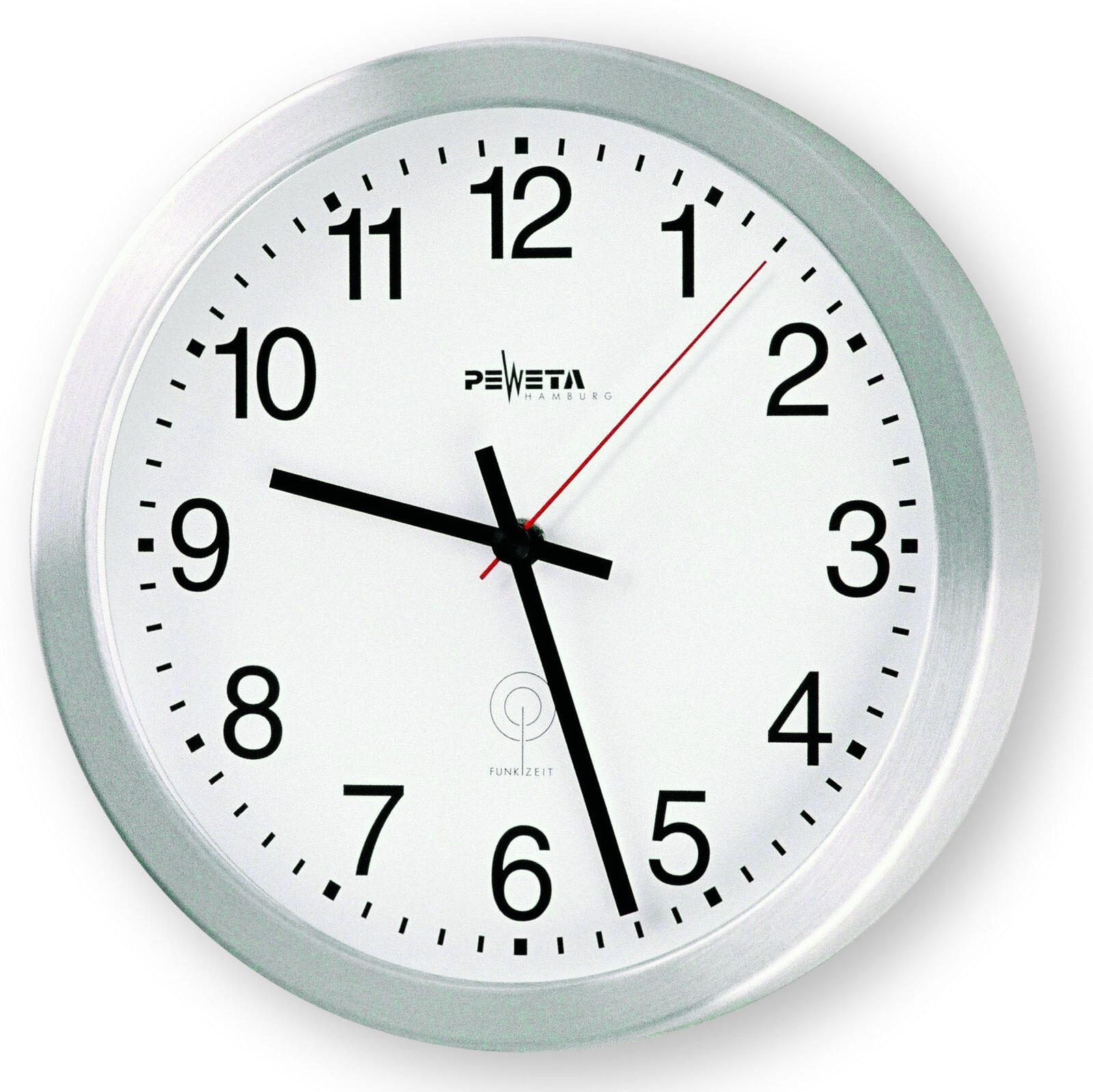 PEWETA Funkwanduhr Ø 40 cm silber