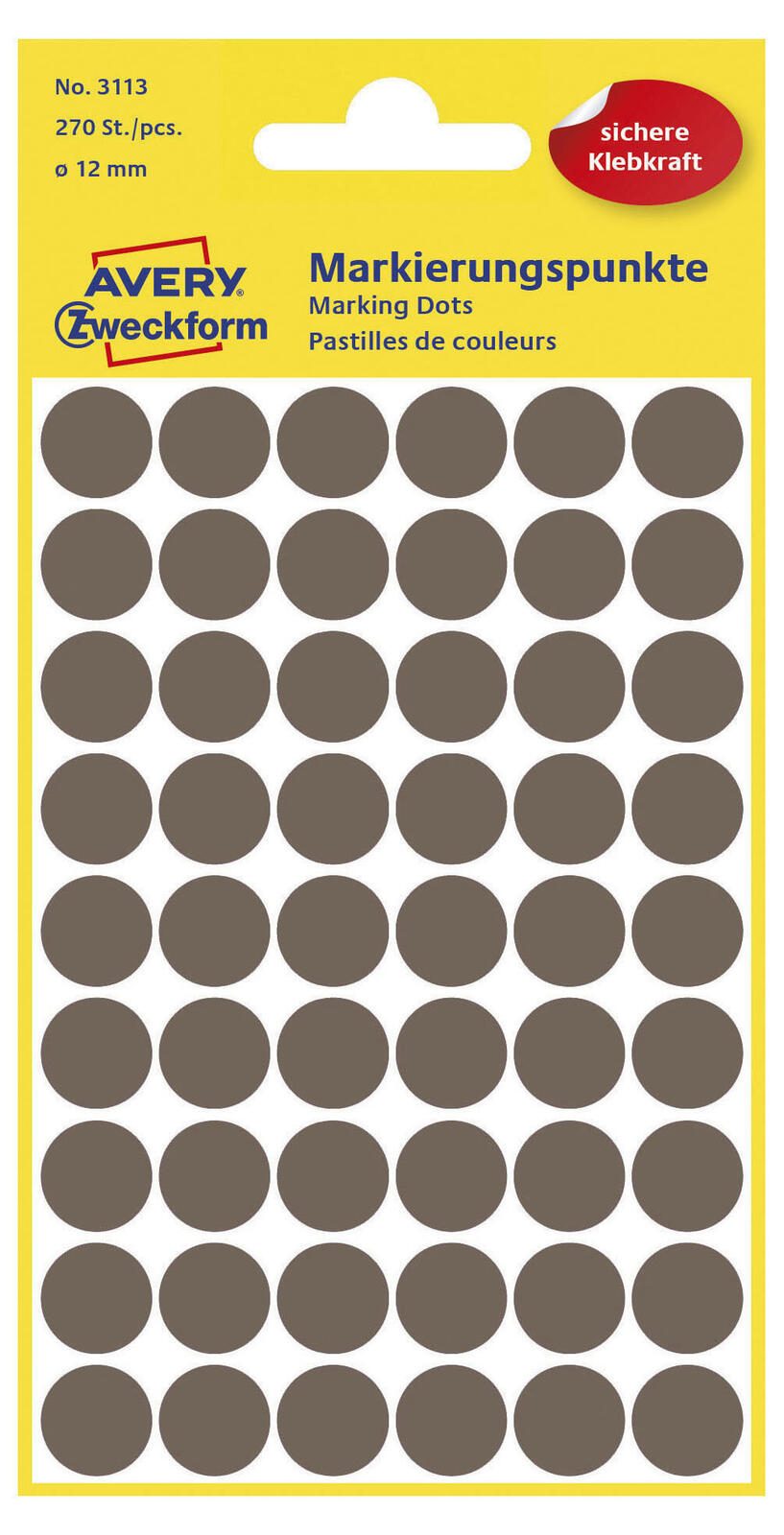 AVERY Zweckform Klebepunkte Markierungspunkte taupe Ø 12mm Ø 12,0 mm taupe