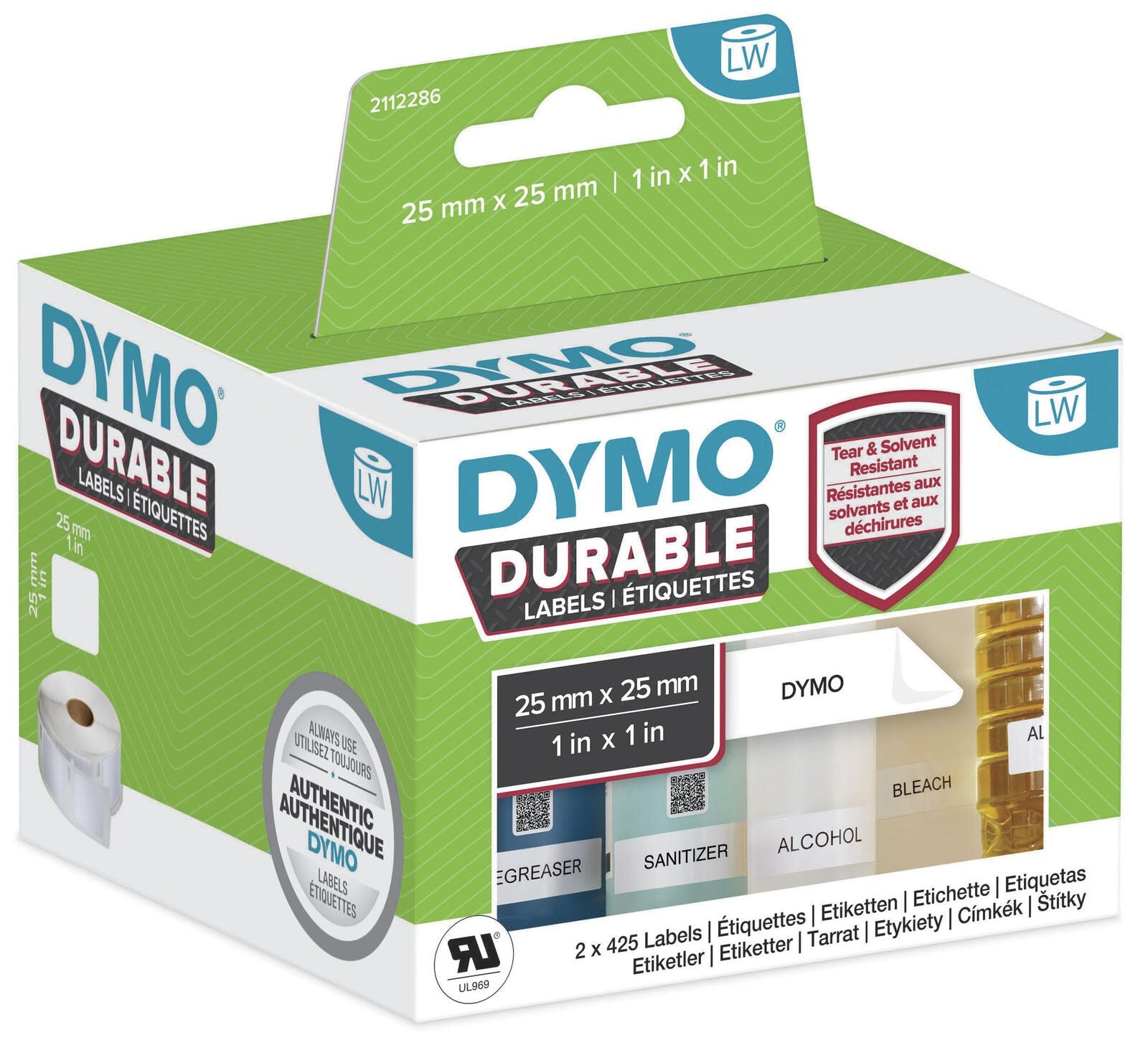 Dymo Hochleistungs-Etiketten DYMO Etiketten LW 25x25 Kunst. 2112286 25 mm x 25 mm weiß