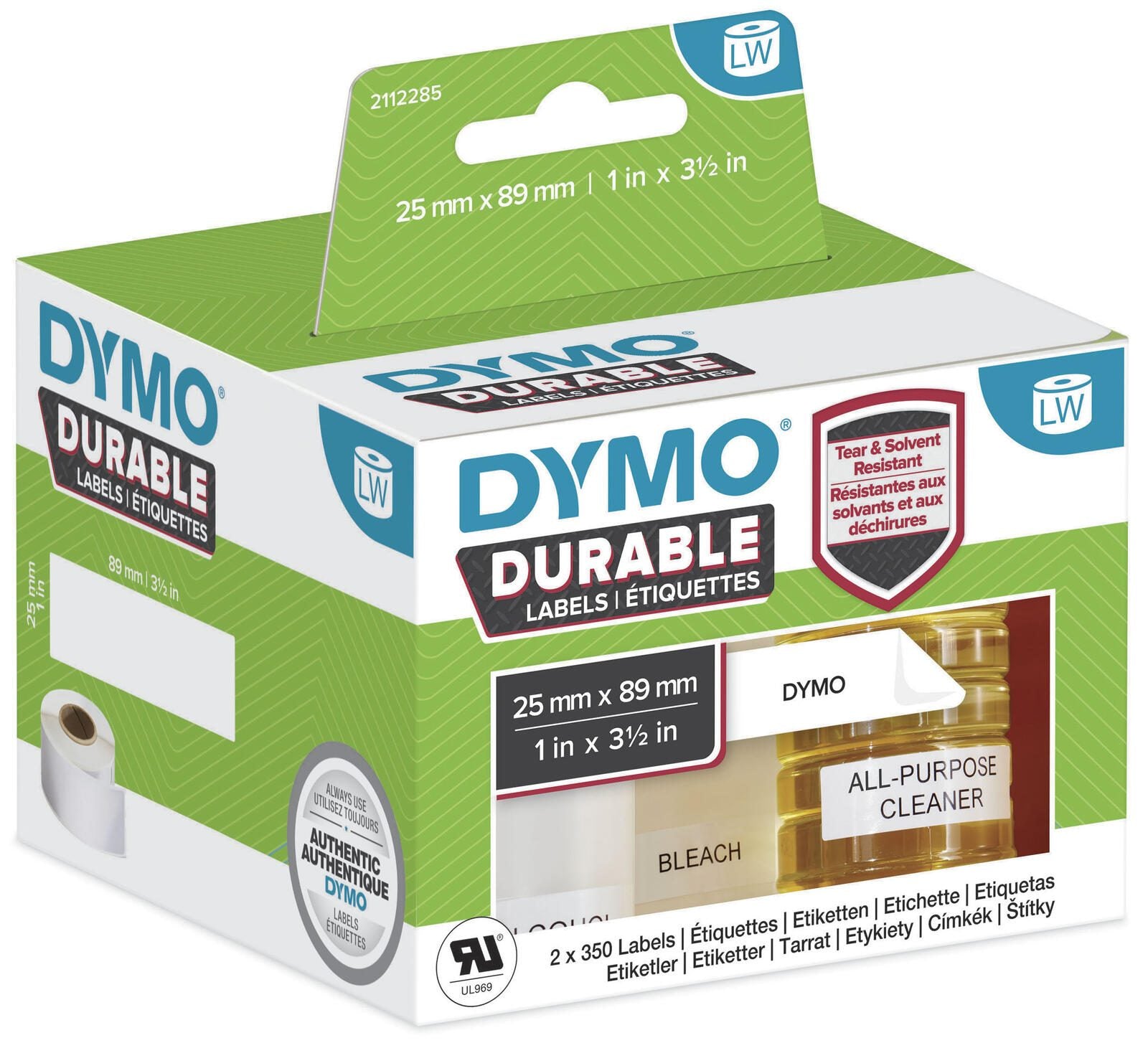 Dymo Hochleistungs-Etiketten DYMO Etiketten LW 25x89 Kunst. 2112285 89 mm x 25 mm weiß