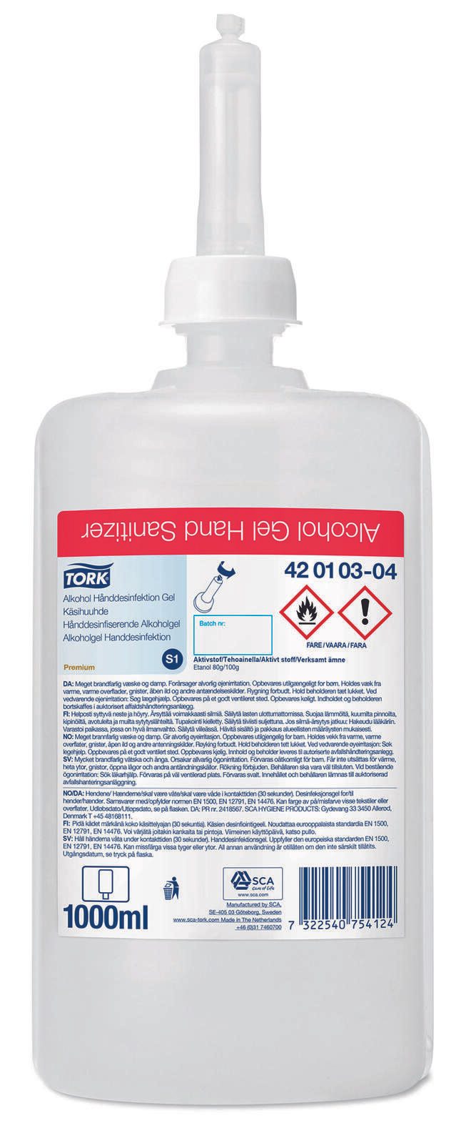 TORK Händedesinfektionsgel 1,0 l