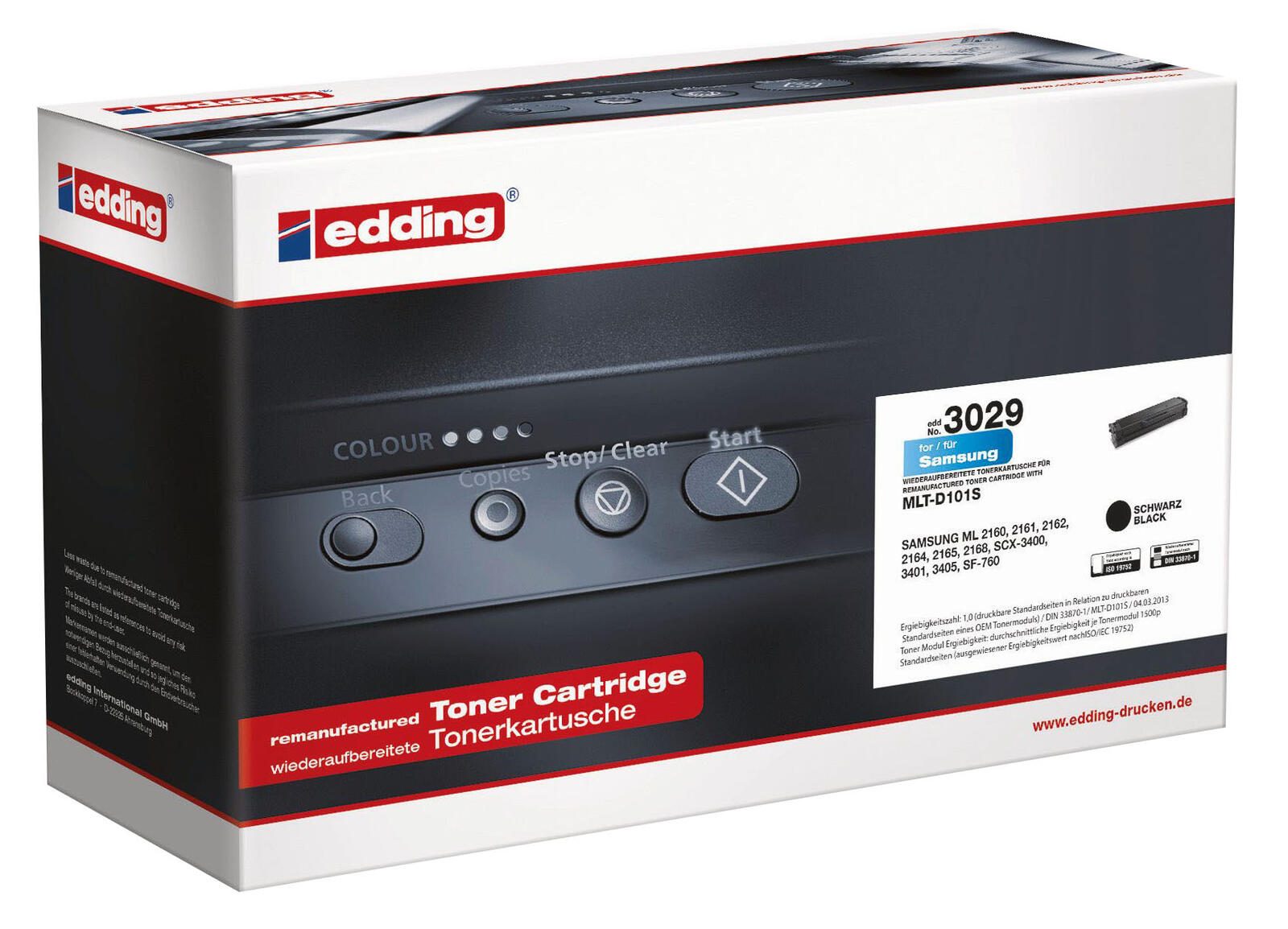 edding Toner EDD-3029 schwarz kompatibel zu SAMSUNG MLT-D101S (SU696A)