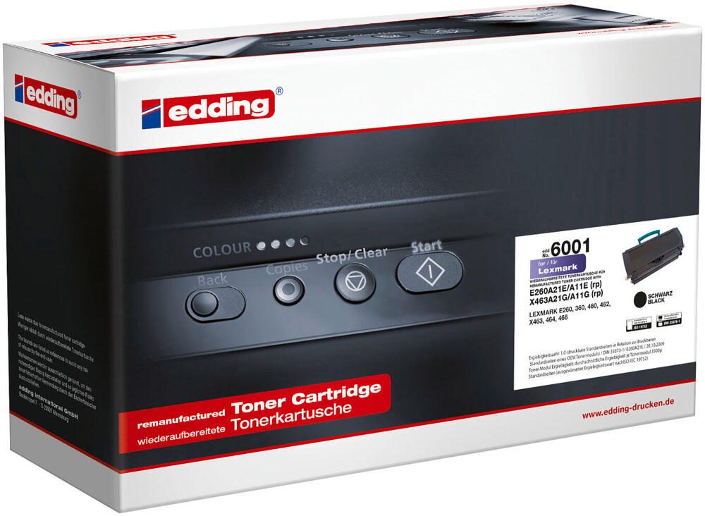 edding Toner EDD-6001 schwarz kompatibel zu LEXMARK E260A21E