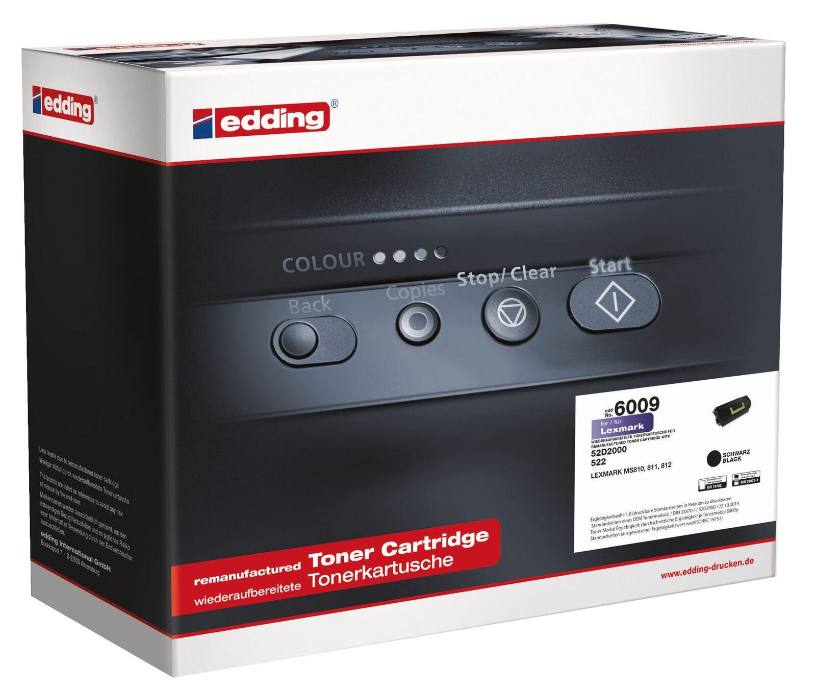 edding Toner EDD-6009 schwarz kompatibel zu LEXMARK 52D2000