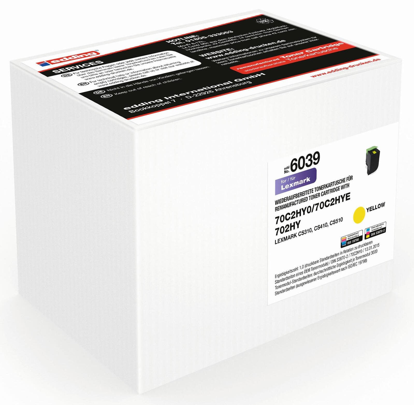edding Toner EDD-6039 gelb kompatibel zu LEXMARK 70C2HY0
