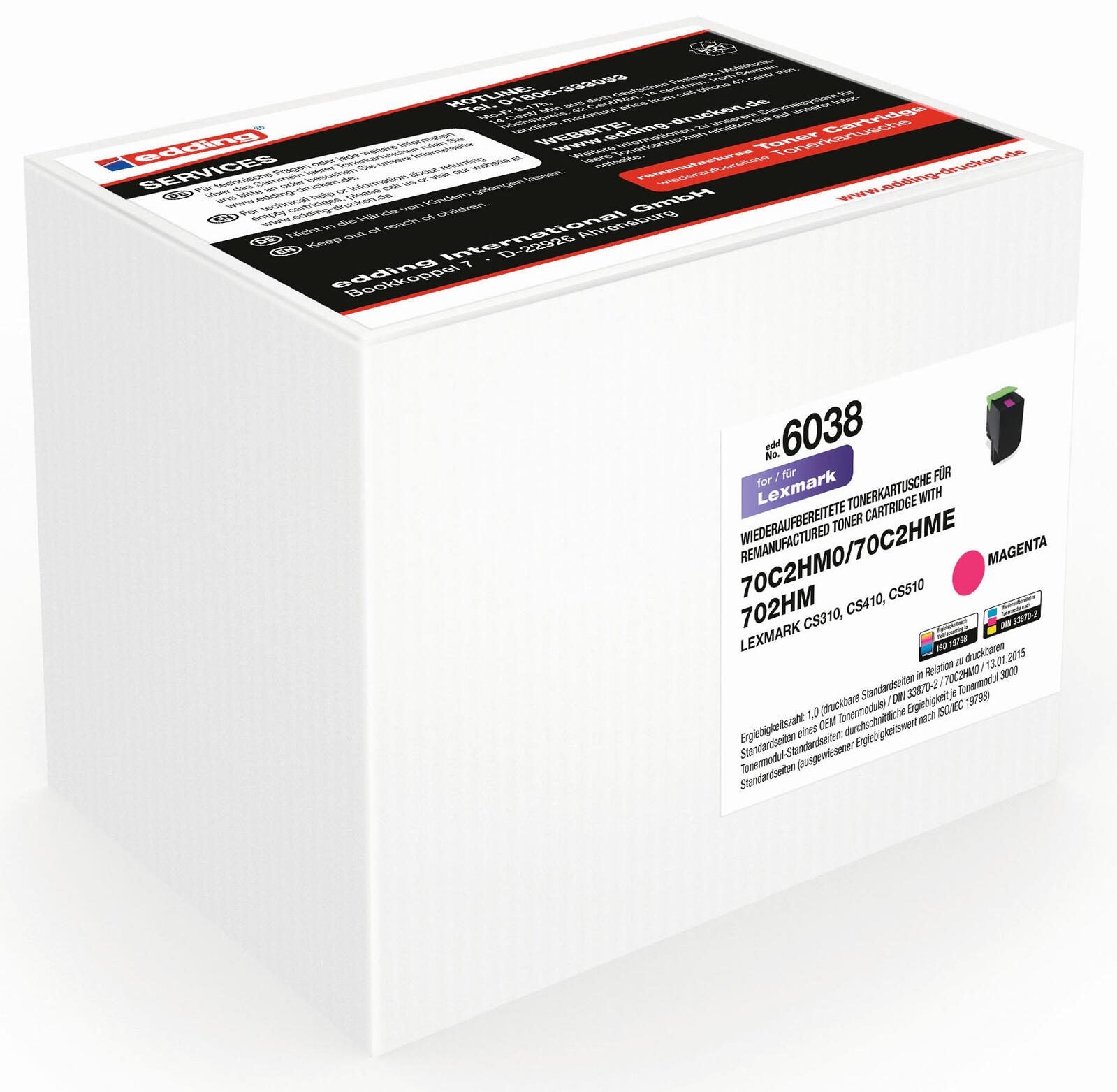 edding Toner EDD-6038 magenta kompatibel zu LEXMARK 70C2HM0