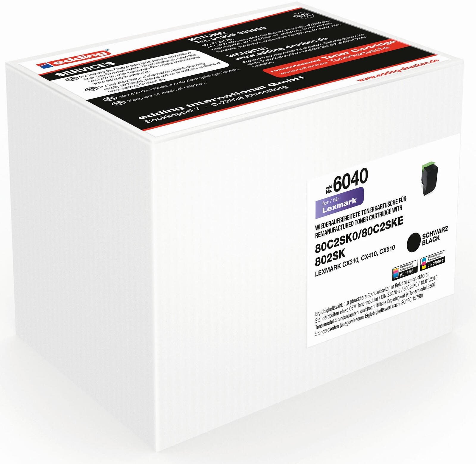 edding Toner EDD-6040 schwarz kompatibel zu LEXMARK 80C2SK0