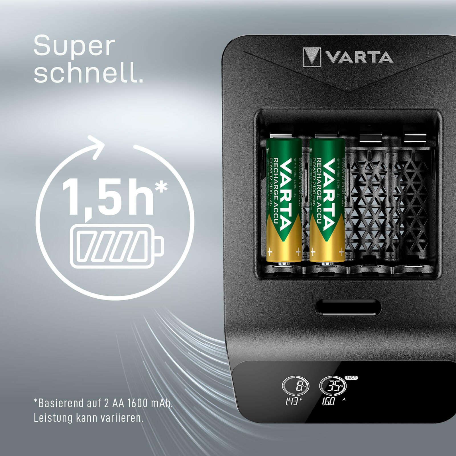 VARTA Akku-Ladegerät inkl. Akkus LCD Smart Charger+