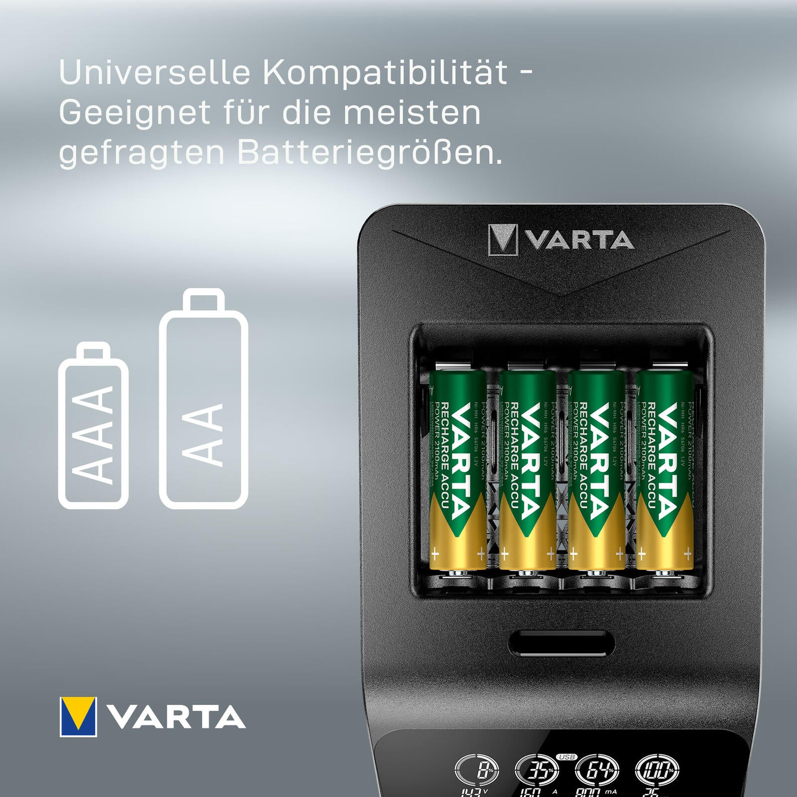 VARTA Akku-Ladegerät inkl. Akkus LCD Smart Charger+