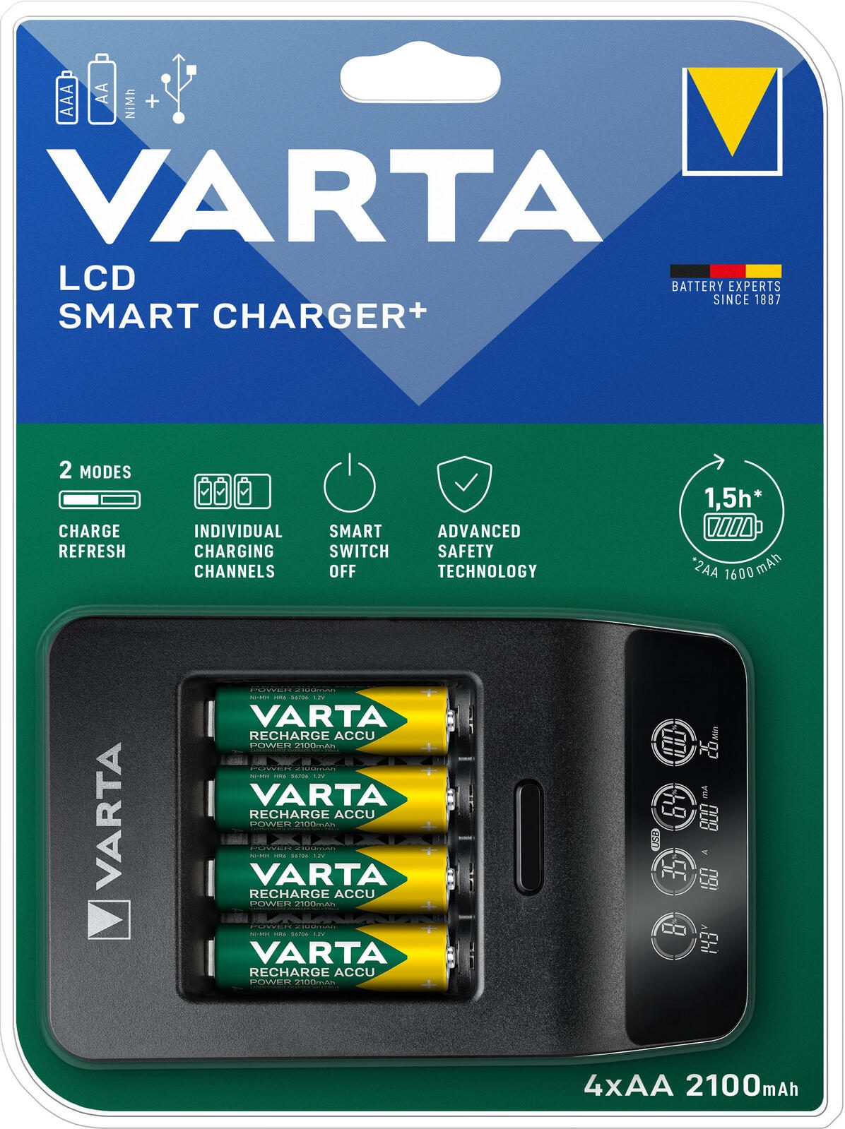 VARTA Akku-Ladegerät inkl. Akkus LCD Smart Charger+