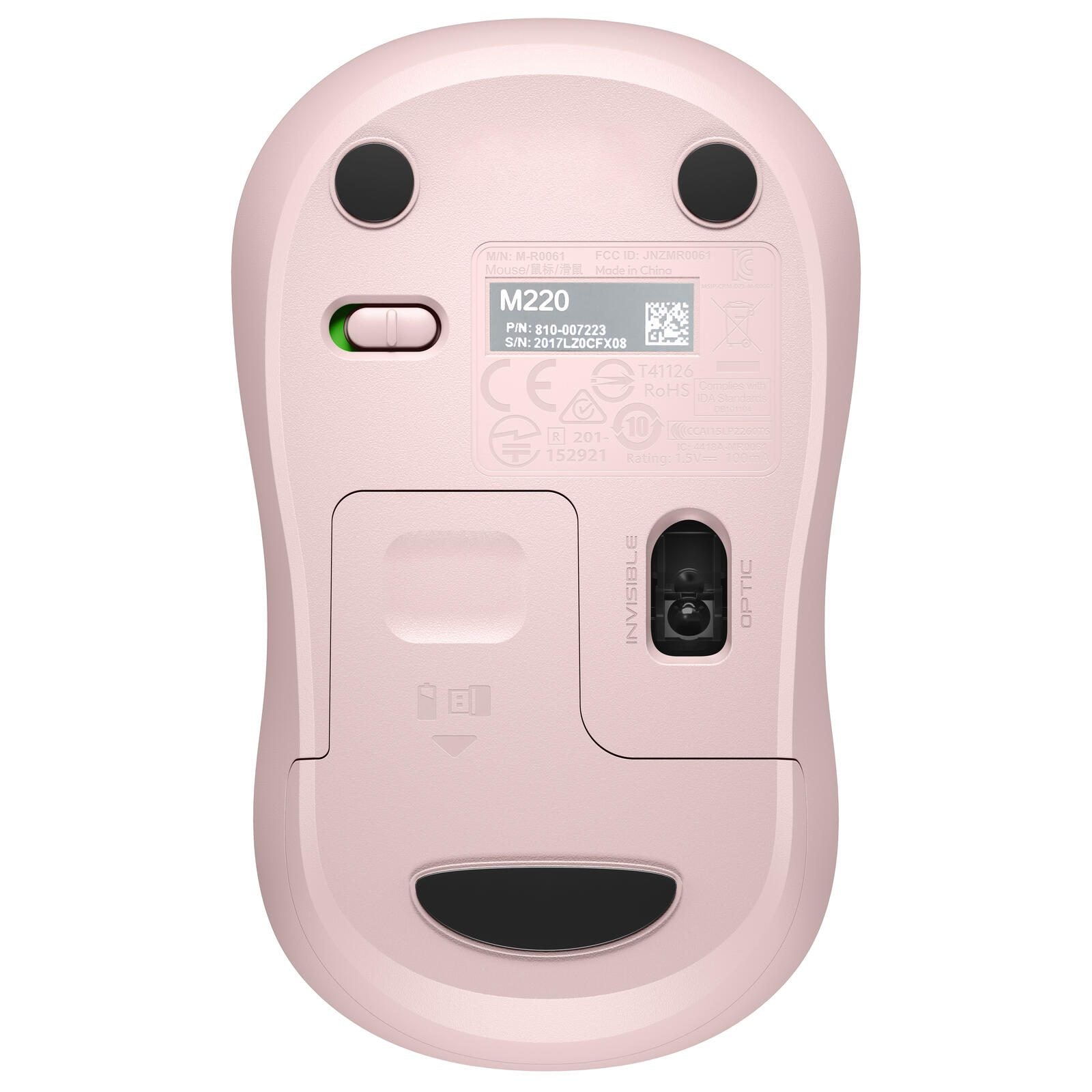 Logitech M220 Silent Maus kabellos rose
