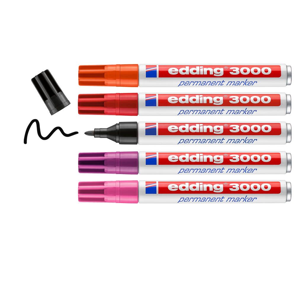 Edding Permanentmarker fs 5St Permanentmarker orange, pink, rotviolett, schwarz, rot 1.5 - 3.0 mm