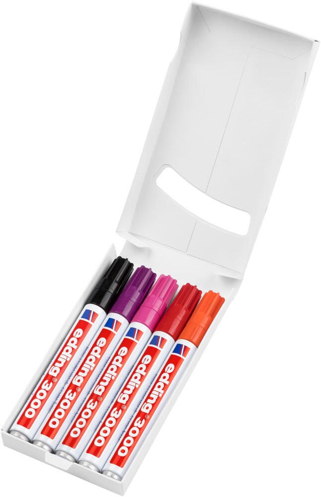 Edding Permanentmarker fs 5St Permanentmarker orange, pink, rotviolett, schwarz, rot 1.5 - 3.0 mm