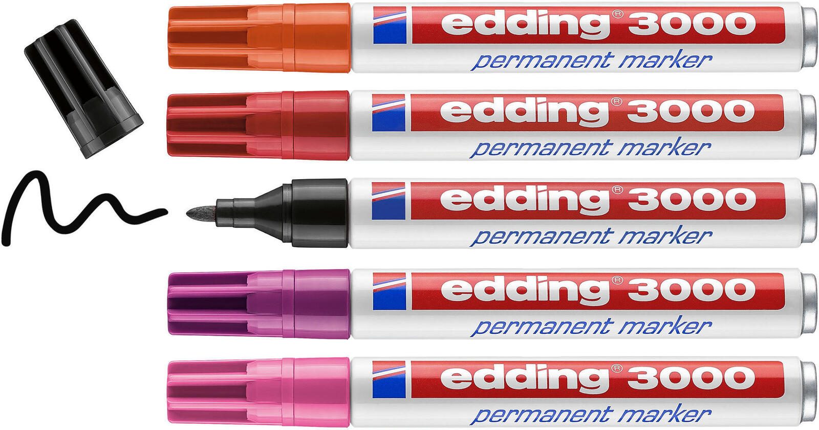 Edding Permanentmarker fs 5St Permanentmarker orange, pink, rotviolett, schwarz, rot 1.5 - 3.0 mm