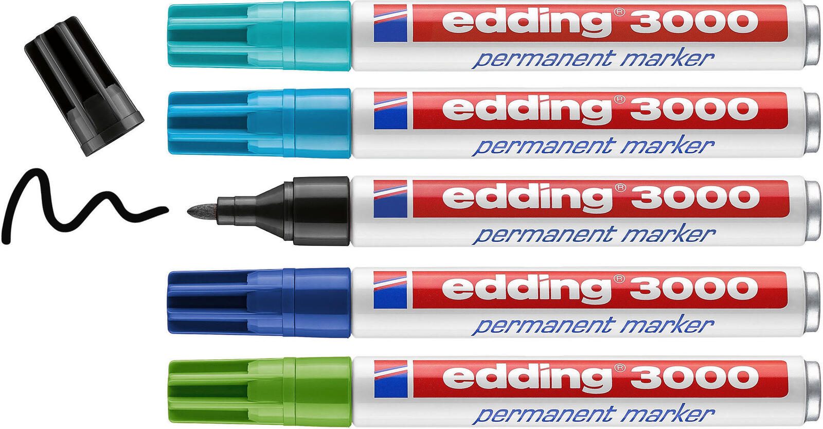 Edding Permanentmarker fs 5St Permanentmarker hellblau, blau, türkis, hellgrün, schwarz 1.5 - 3.0 mm