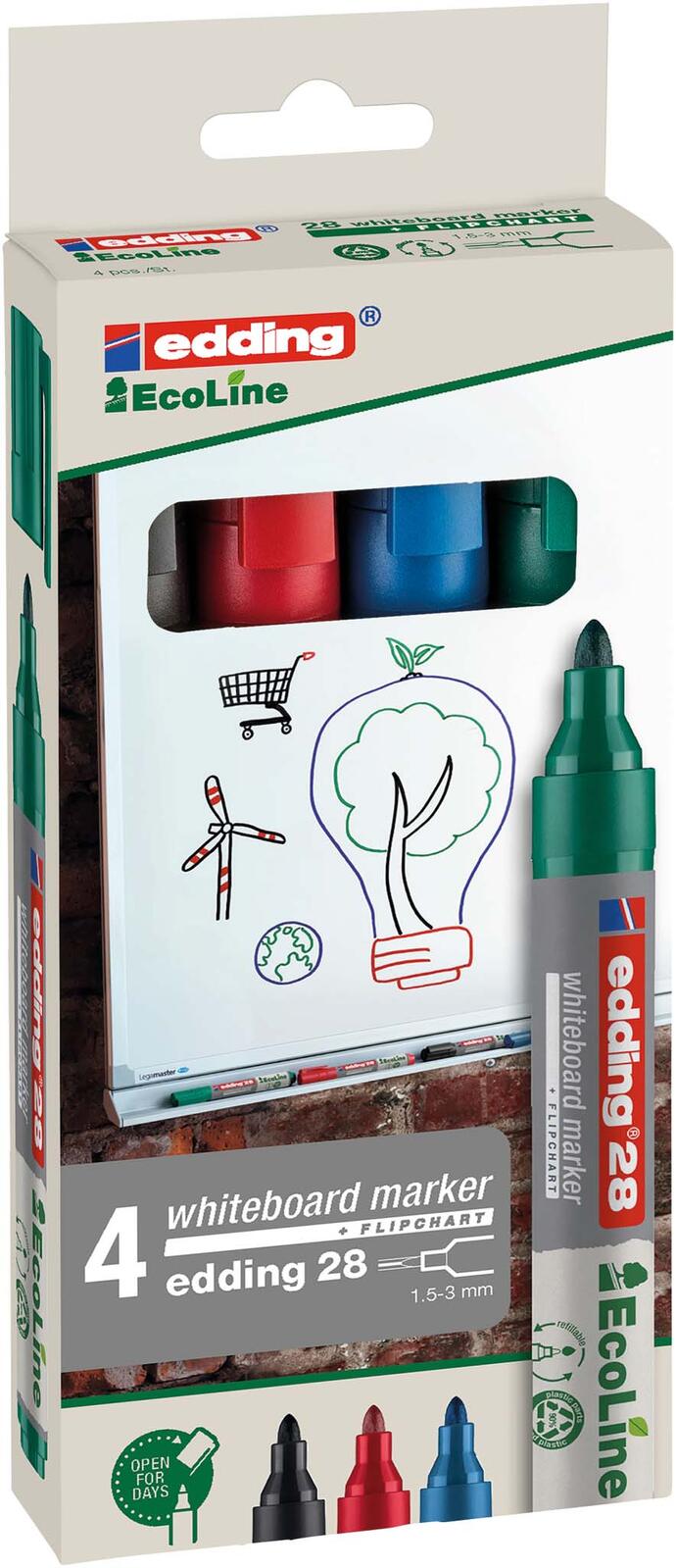 edding 28 Whiteboard-Marker 1.5 - 3.0 mm Mehrfarbig