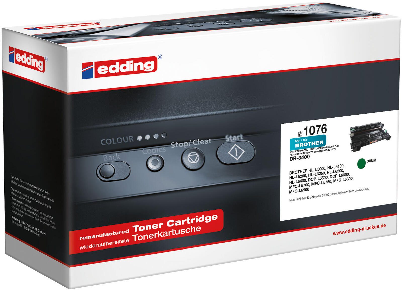 edding Toner EDD-1076 schwarz kompatibel zu brother DR-3400