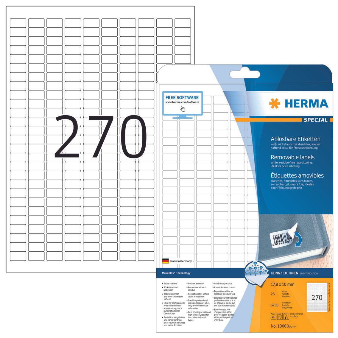 HERMA Etiketten 10000 weiß 17,8 x 10,0 mm
