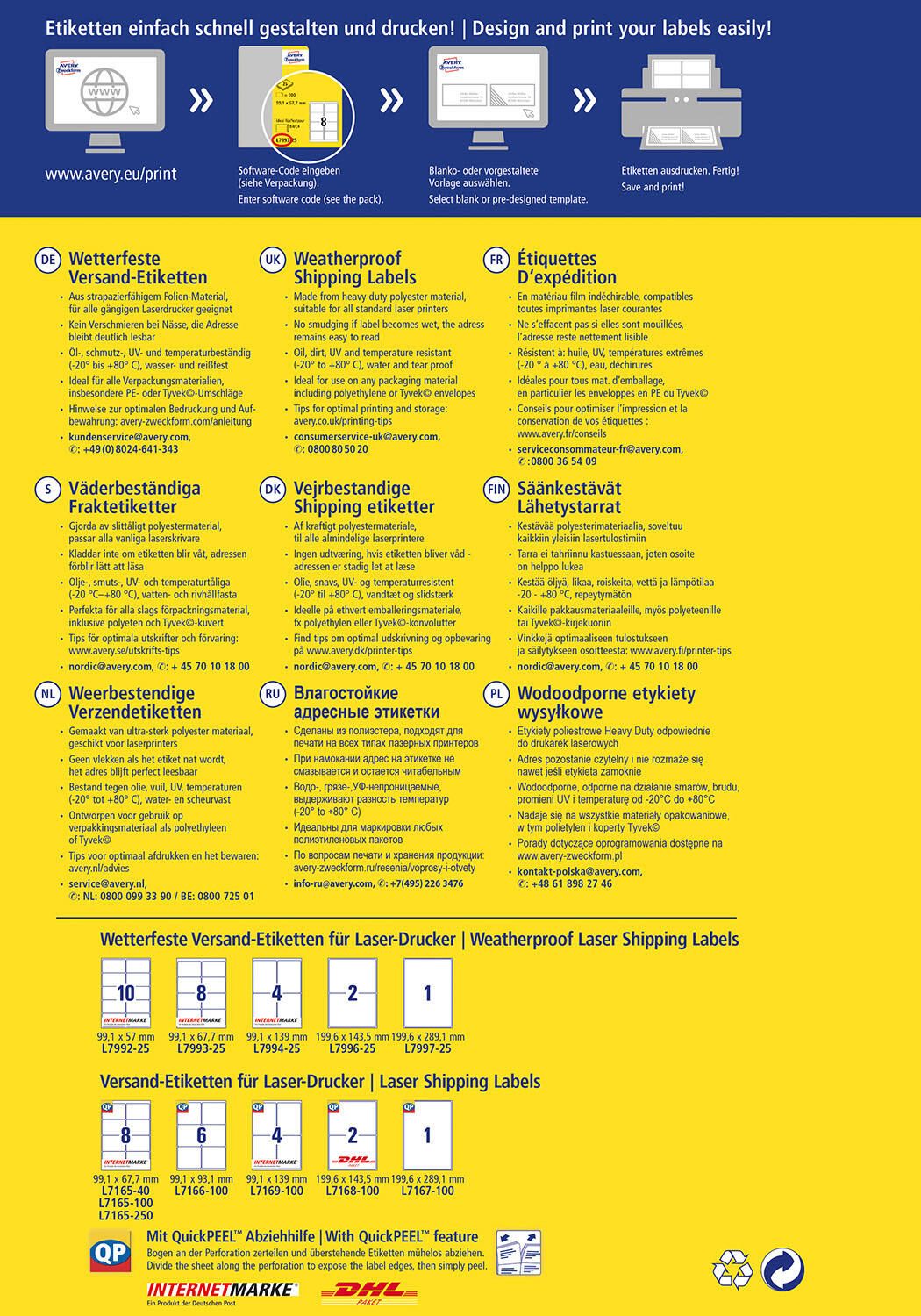 AVERY Zweckform Folien-Versandetiketten 99,1 x 57,0 mm