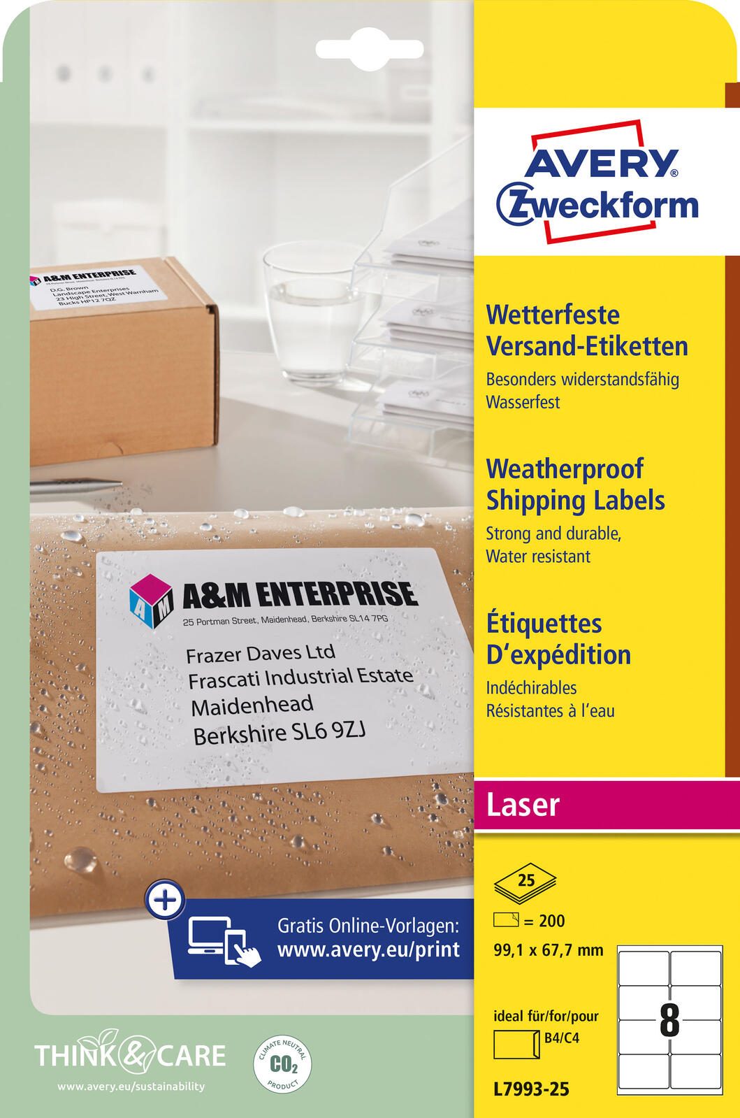 AVERY Zweckform Folien-Versandetiketten 99,1 x 67,7 mm