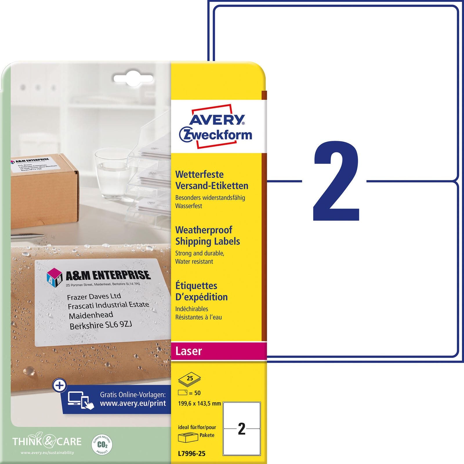 AVERY Zweckform Folien-Versandetiketten 199,6 x 289,1 mm