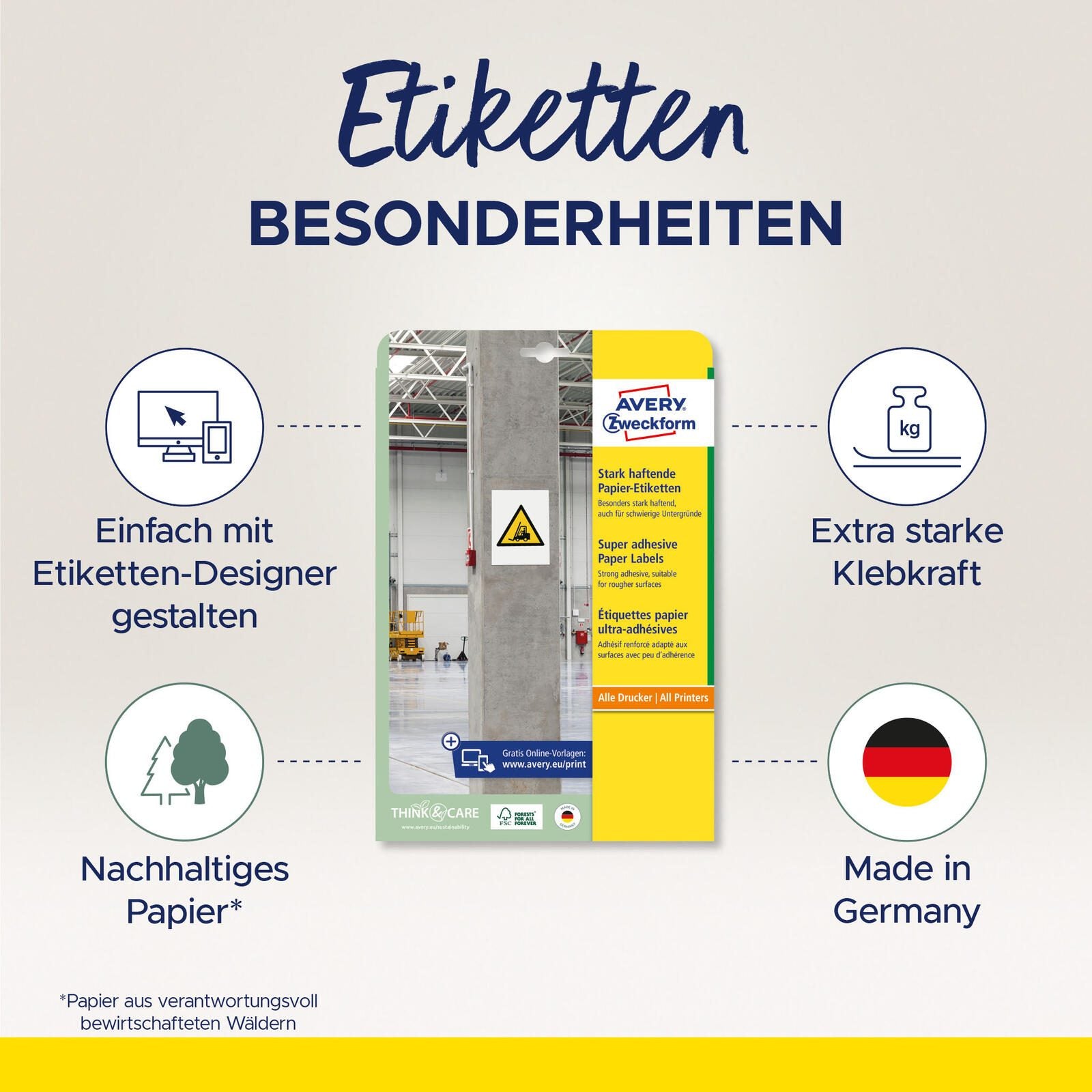 AVERY Zweckform Power-Etiketten L7873-20 weiß 45,7 x 21,2 mm